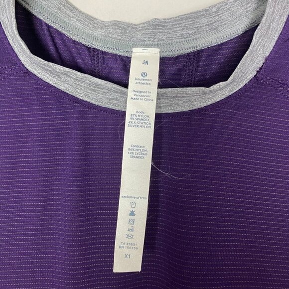 Lululemon T Shirt Active Purple Mens Medium Breathable Colorblock - Picture 2 of 5